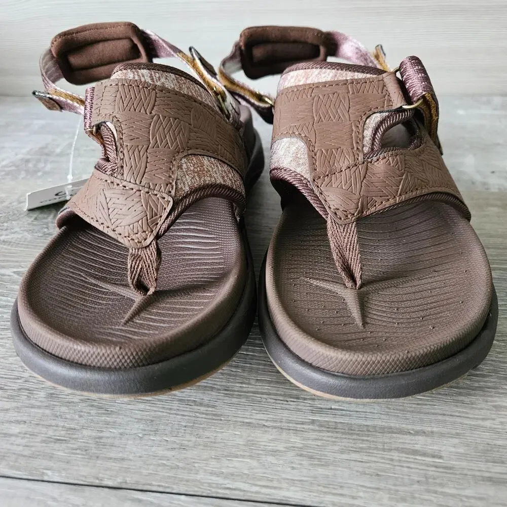 COFACE Flip Flops Sandals Adjustable Comfort Arch Support Womens Size 8.5 Brown